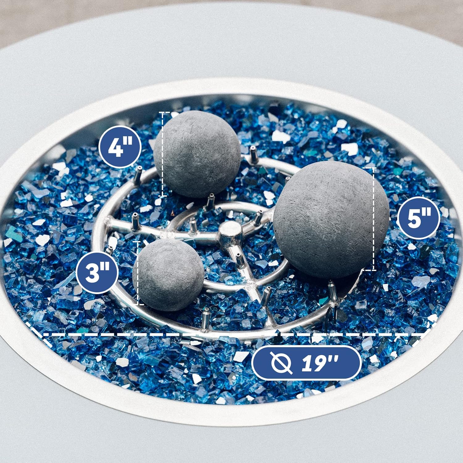 Skyflame Ceramic Fireplace Balls, Set of 12 Round Fire Stones Set for Indoor and Outdoor Fire Pits or Fireplaces Accessory, 4 Inch, Gray