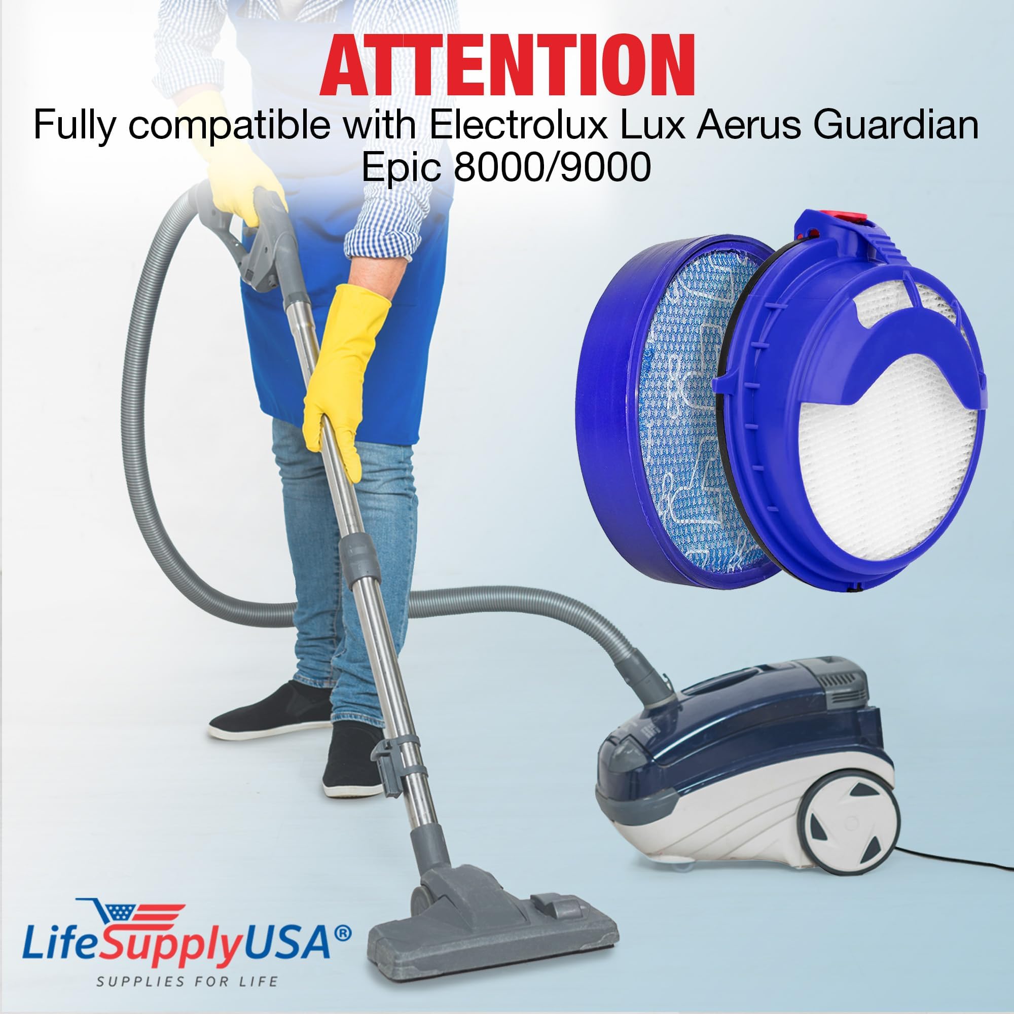 LifeSupplyUSA HEPA Post-Motor Filter & Pre-Motor Filter Kit Replacement Washable Reusable Compatible with All Dyson DC-25 Vacuum Cleaners, Parts 916188-05, 914790-01, 919171-02