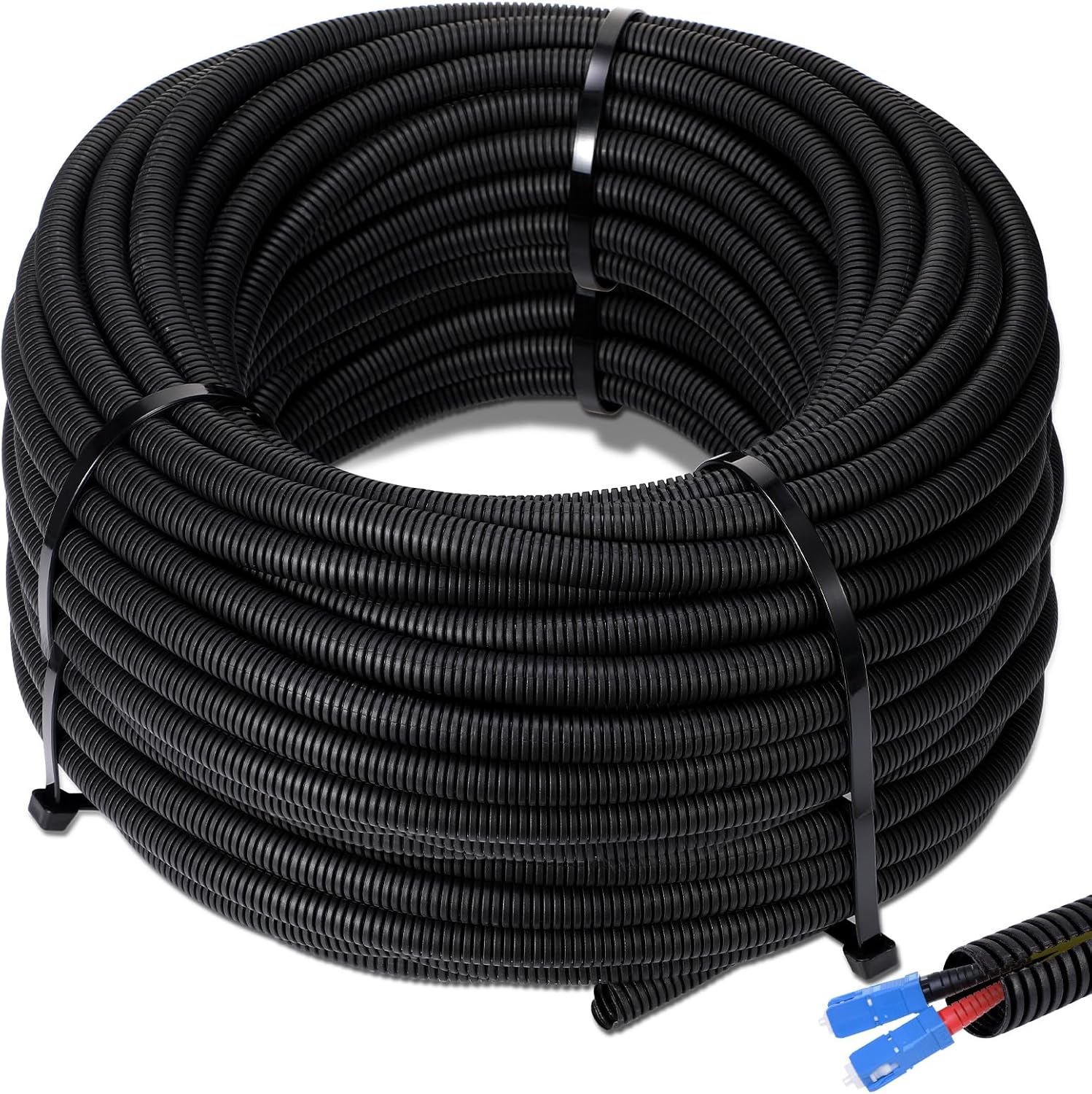 Sasylvia 1/4" X 200 Ft Split Wire Loom Tubing Wire Loom Assortment Split Cable Sleeves Bulk Flexible Electrical Conduit Protective kit
