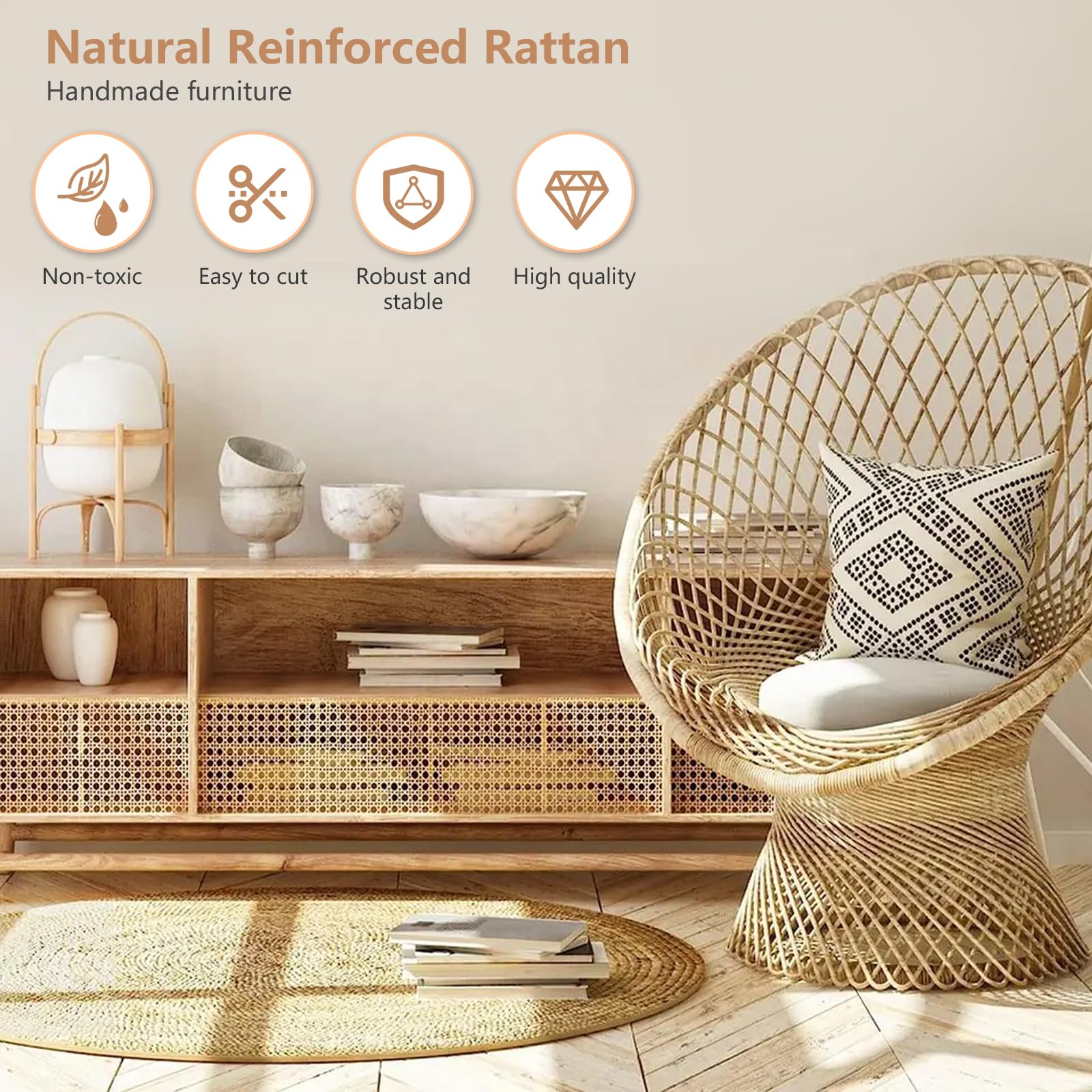 Rotolo di nastro in rattan intrecciato viennese, per fai da te, design a nido d'ape, 1,5 m x 35 cm, perfetto per artigianato, decorazioni per la casa e confezioni regalo