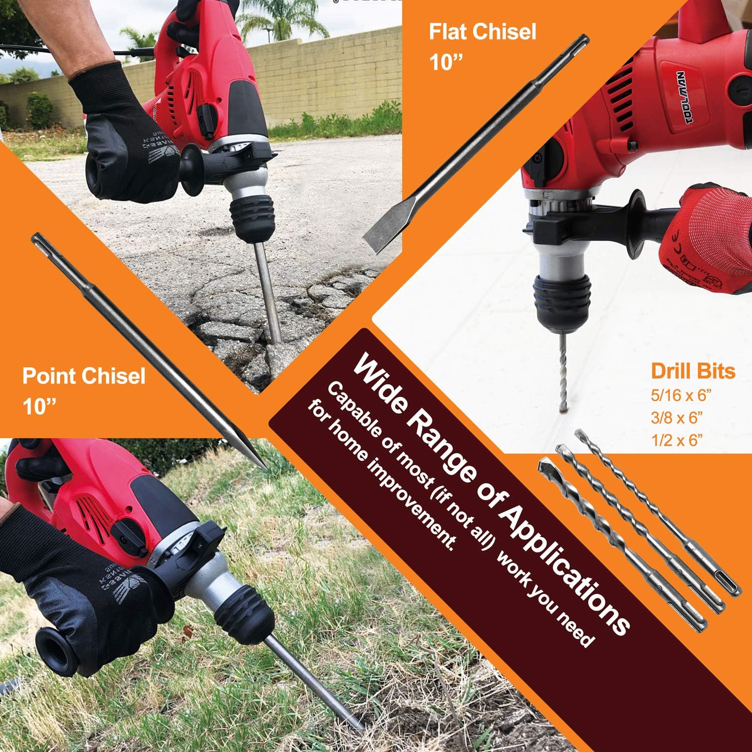 Best Cyber Monday 🔥 Toolman Electric Power Rotary Hammer Drill Driver 14 Amp 730RPM Rotary Hammer For Heavy Duty Corded LT3127 Flash Sale Buy 1 get 1 Toolman Electric Power Rotary Hammer Drill Driver 14 Amp 730RPM Rotary Hammer For Heavy Duty Corded LT3127