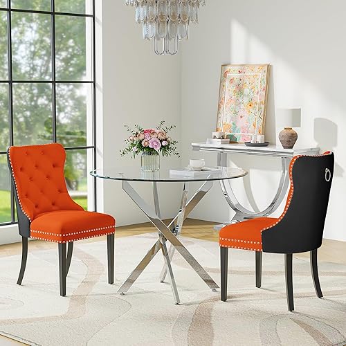 Miniatura 25 de Juego de mesa de comedor de cristal para 4 personas con mesa cuadrada de cocina de vidrio templado de 36 pulgadas, juego de comedor de 5 piezas con