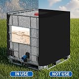 IBC1000L Tank Cover, IBC 420D Container Cover, IBC 1000L-UV Water Tank Cover Tarpaulin Protection, (120x100x116cm) (Black) - 6