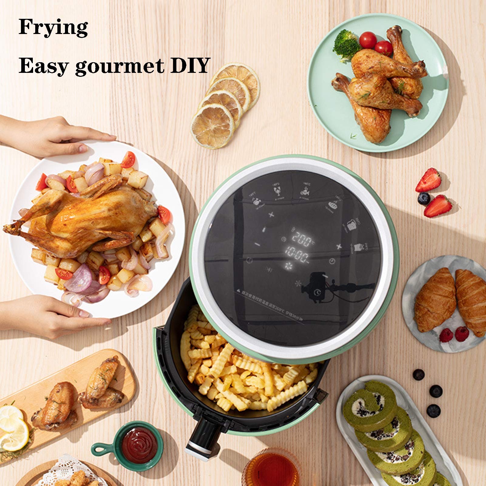 5L 1350W Frytkownica powietrzna Frytkownice do użytku domowego z ekranem dotykowym LCD 0-60 minut Timer i regulowana regulacja temperatury