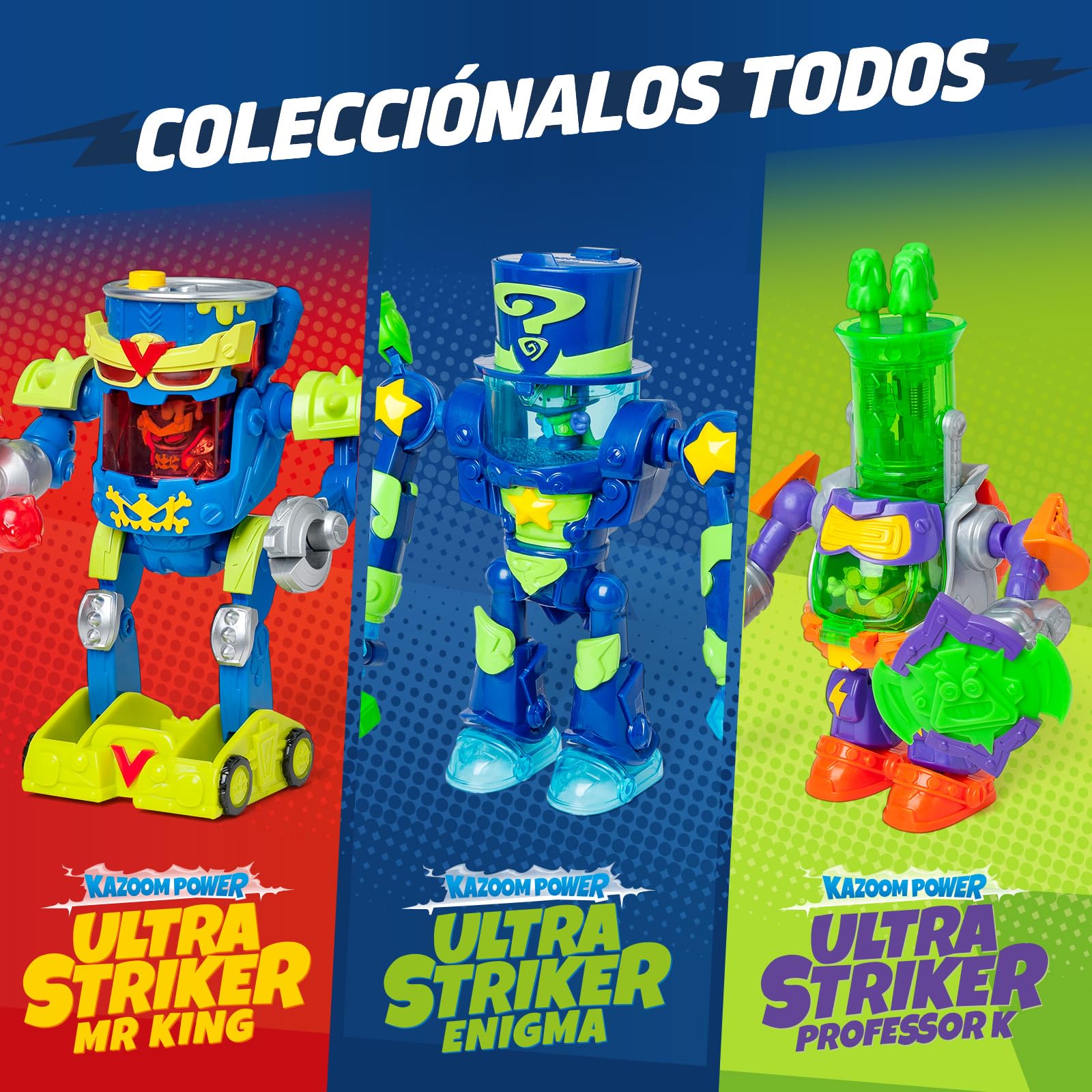 SUPERTHINGS – Ultra Striker Mr. King. Robot Ultra Striker de Mr. King de la Serie de TV “SuperThings Kazoom Power”. Contiene 1 Ultra Striker Robot, 1 Mr. King Exclusivo