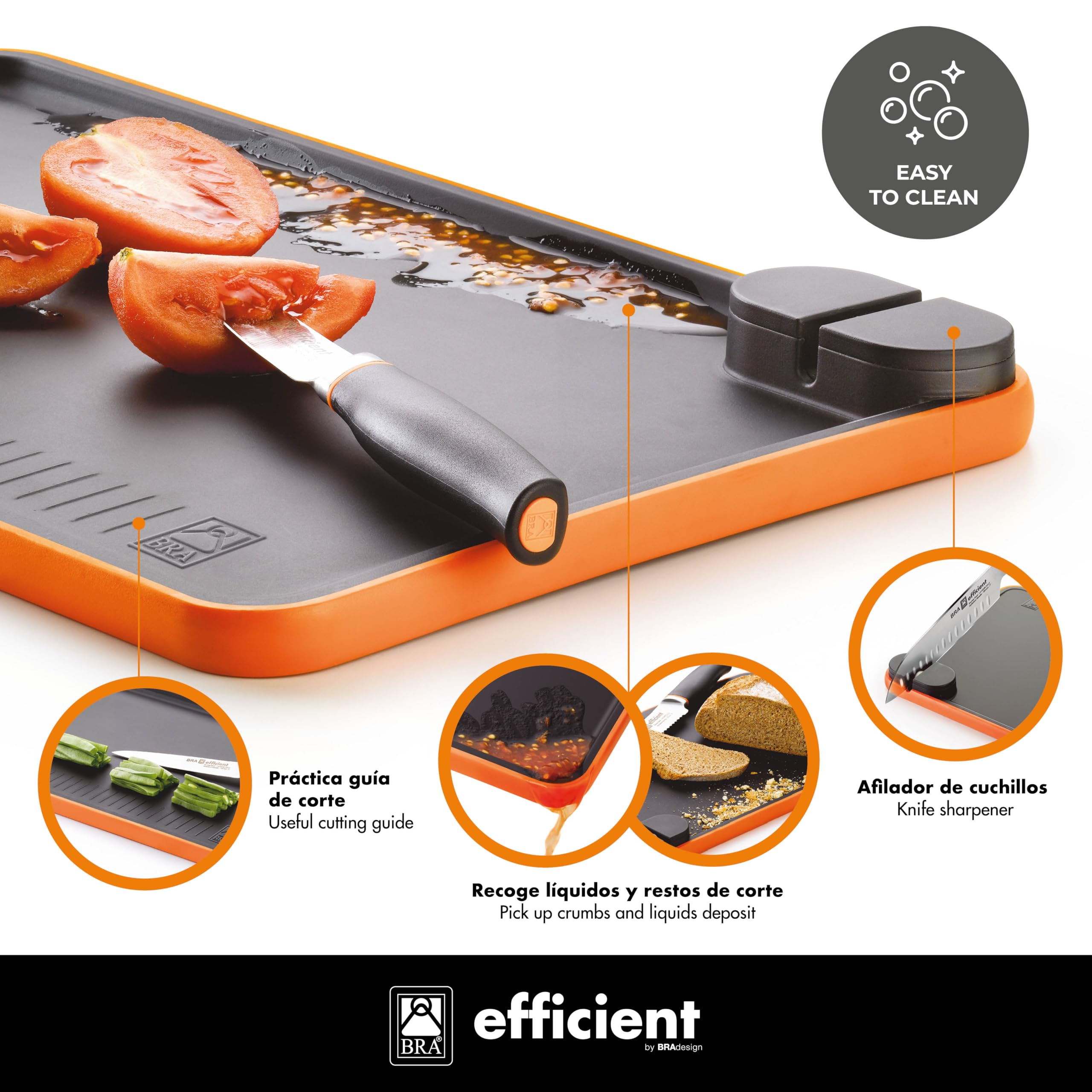 BRA Efficient | Set 3 cuchillos Efficient con tabla de cortar