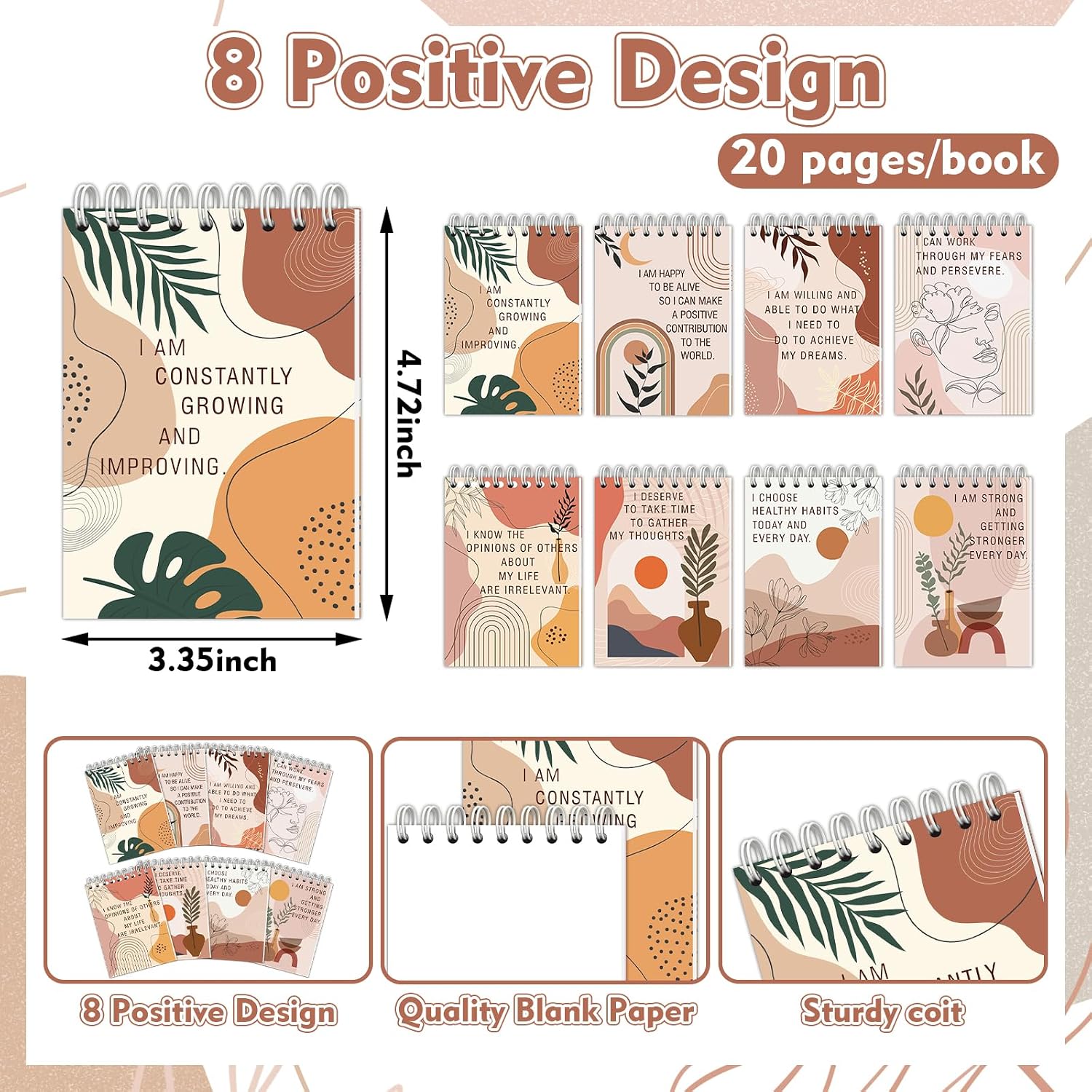 48 Pcs Positive Inspirational Notebooks and Pen Set Gratitude Mini Notebooks with Pens Encouragement Notepads Daily Affirmations Journal for Women Stress Relief Self Care