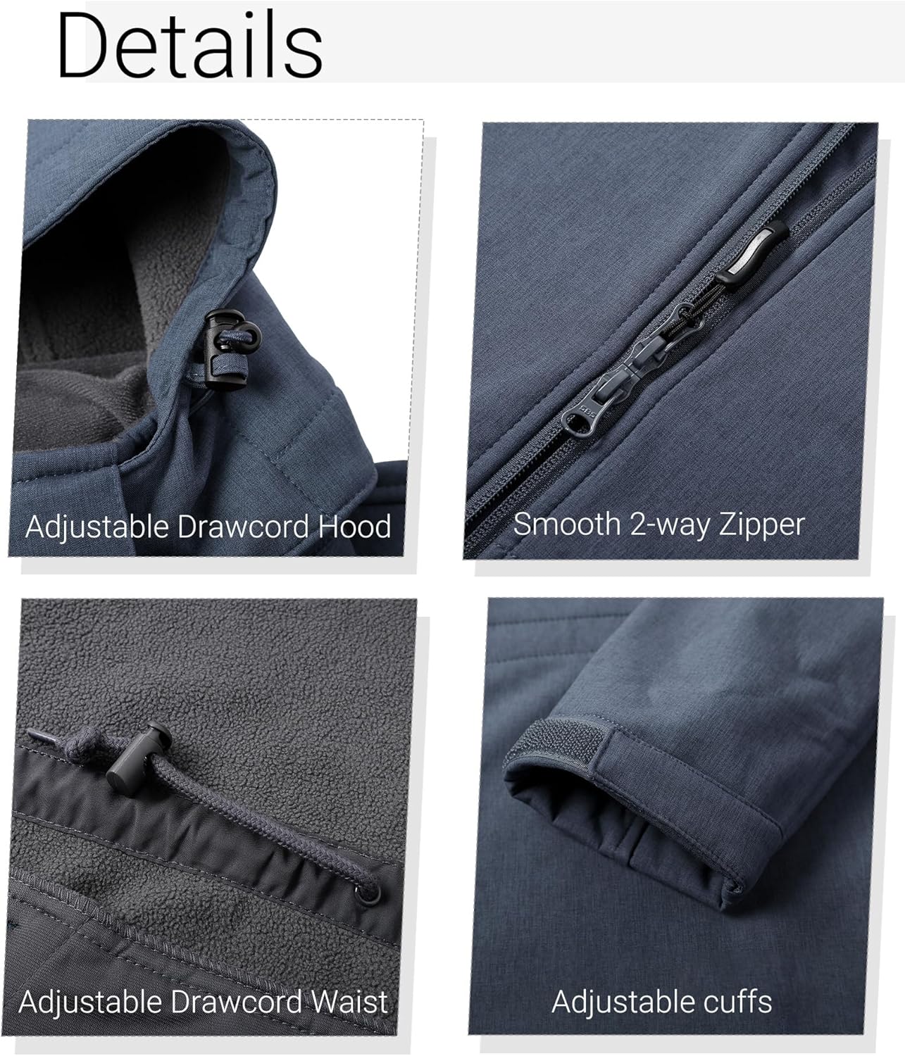 Outdoor Ventures Women's Softshell Jacket with Removable Hood Fleece Lined Windbreaker Insulated Long Warm Rain Jacket - Image 4