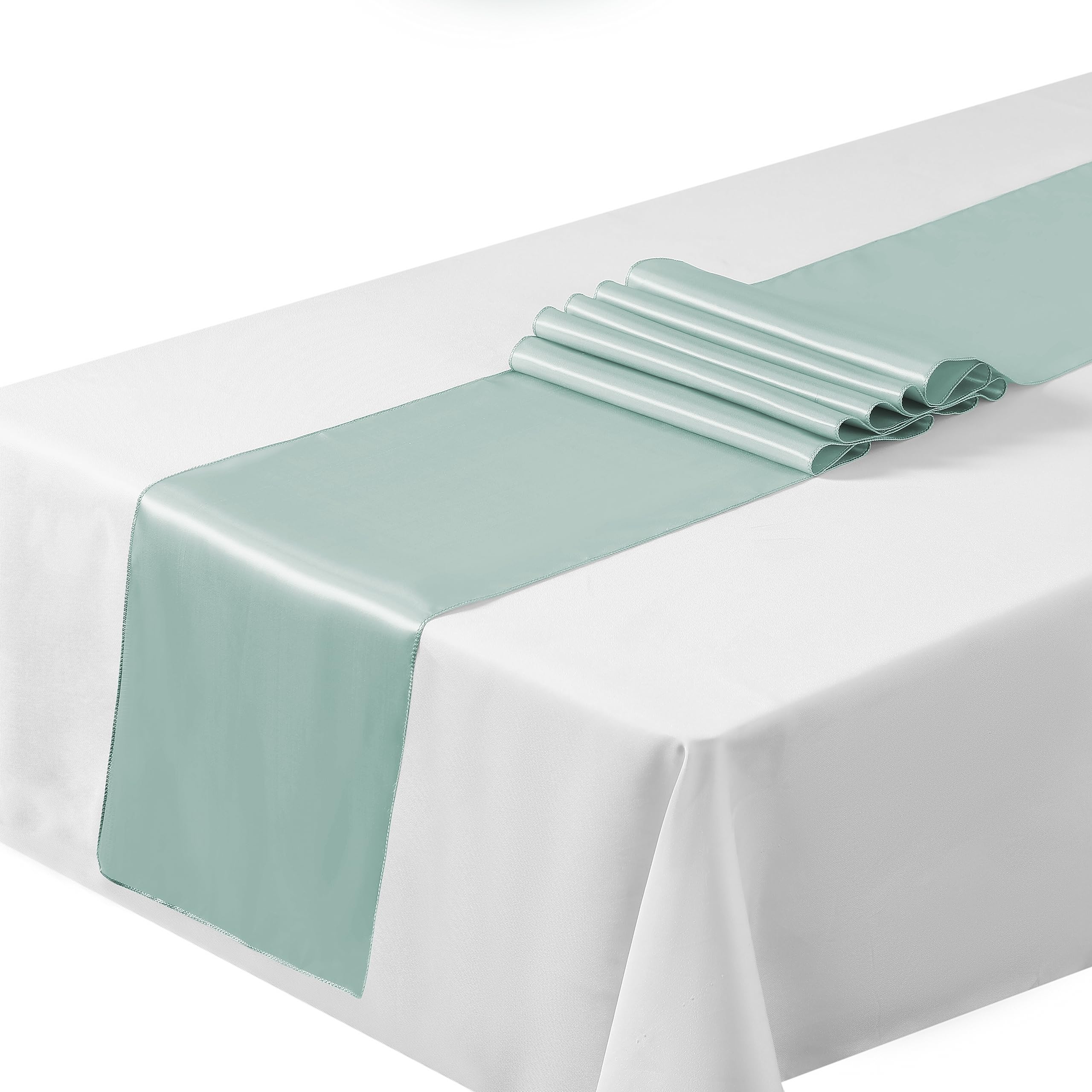 The Chair Cover Company Green Satin Table Runners 12"X108"Inch Chair Sashes Swags Wedding Party Table Decoration (1, Dusty ) …