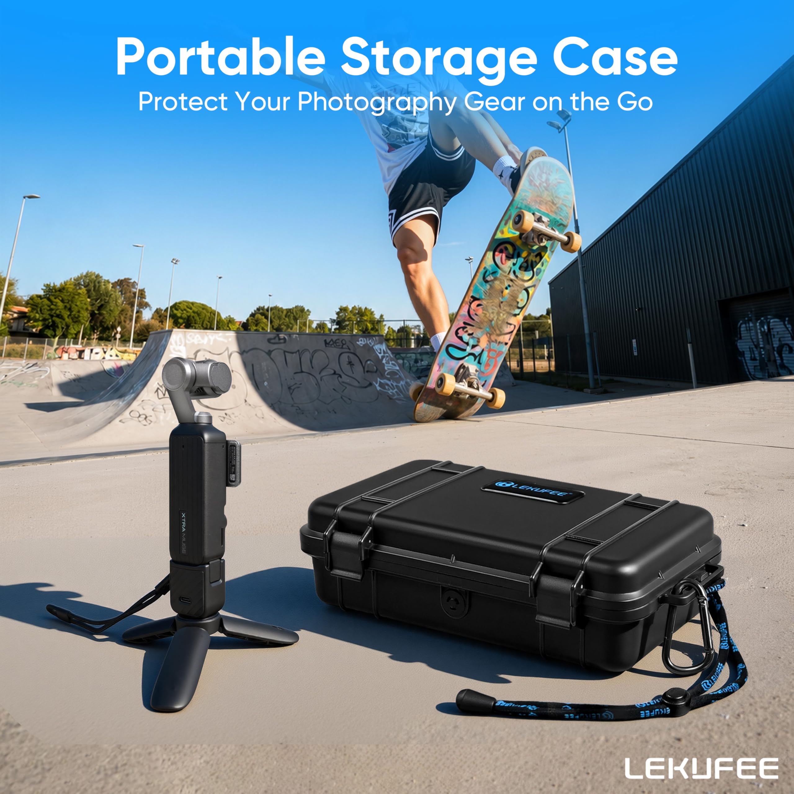 Lekufee Custodia rigida portatile impermeabile per videocamera digitale Xtra Muse e accessori, custodia protettiva antiurto per il trasporto, nera (solo custodia)