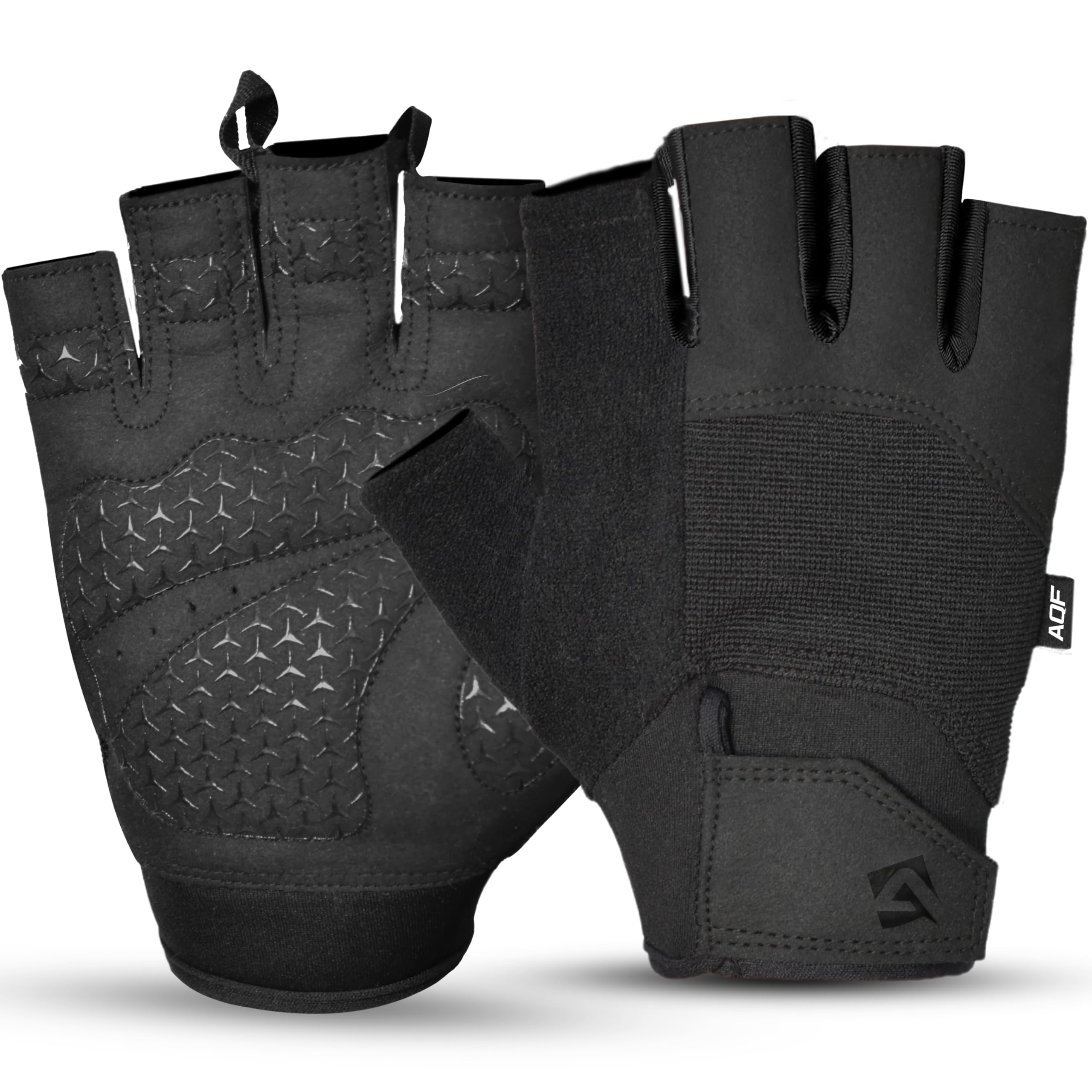 AQF Gym Gloves for Men & Women - Lightweight, Breathable, Anti-Slip Weightlifting Gloves with Palm Protection for Crossfit, Training, Workout & Exercise (Black, XL)