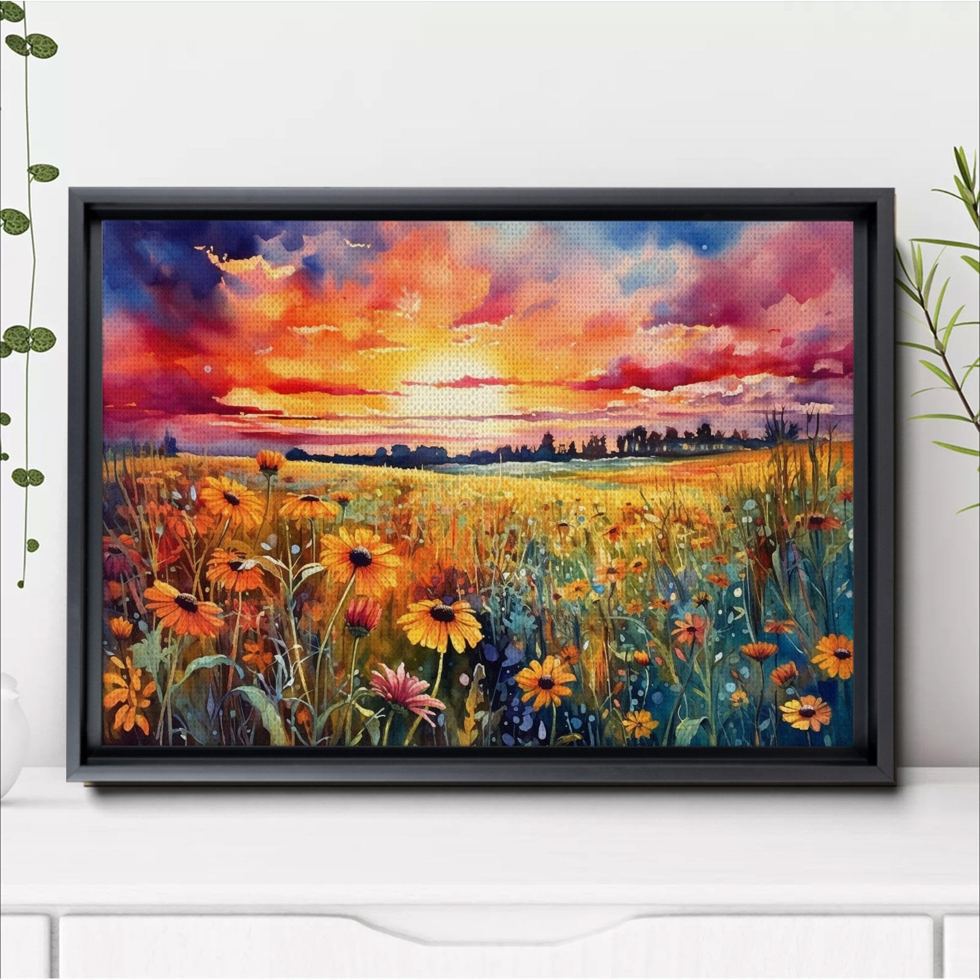 Amazon.com: Wildflower Field Landscape Print - Floral Wall Art