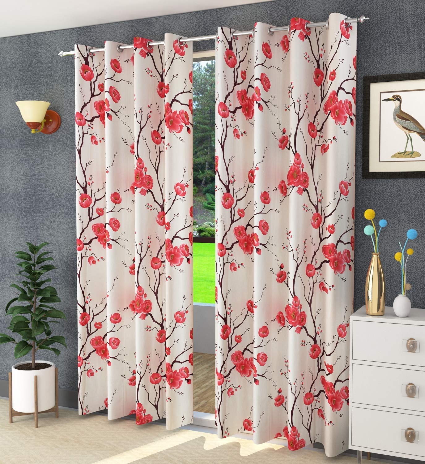 JK Creations Polyester 5 D Digital Floral Printed Amora Curtains for Long Door Pack of 2 (5 feet, Maroon) (B08Z7D3T7T) Amazon Price History, Amazon Price Tracker