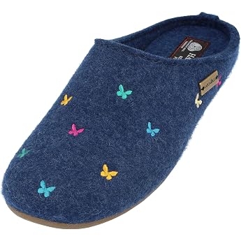 HAFLINGER Everest Farfalline Felt Slippers with Embroidered Butterflies