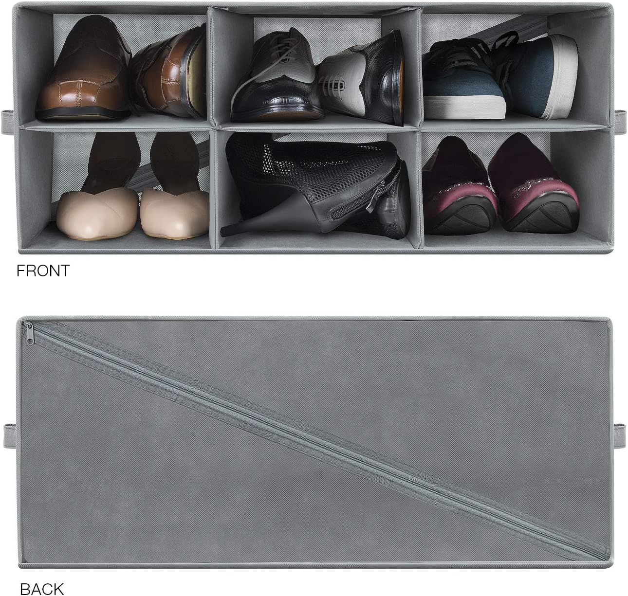 Sorbus Shoe Organizer Bin, 6 Section Cubby Shoe Shelves, Foldable Portable Detachable Closet Organizer Storage for Home Organization
