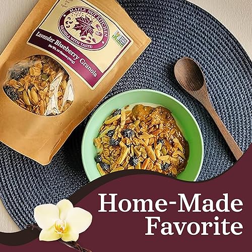 Miniatura 3 de Maple Nut Kitchen Granola de lavanda y arándanos 10 onzas Granola baja en azúcar, sin gluten con avena, almendras y arándanos reales Racimos