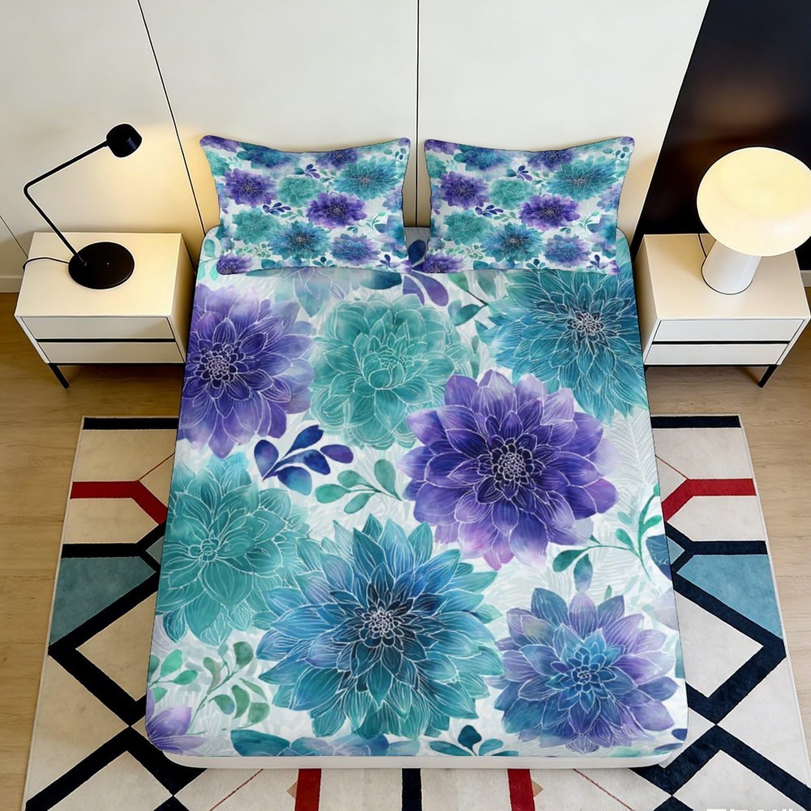 3D Printed Tiger Fitted Sheet Microfiber Deep Pocket Non-Slip Bedroom Bedding for Adults Tiger Mattress Fitted Cover 90x200x25cm