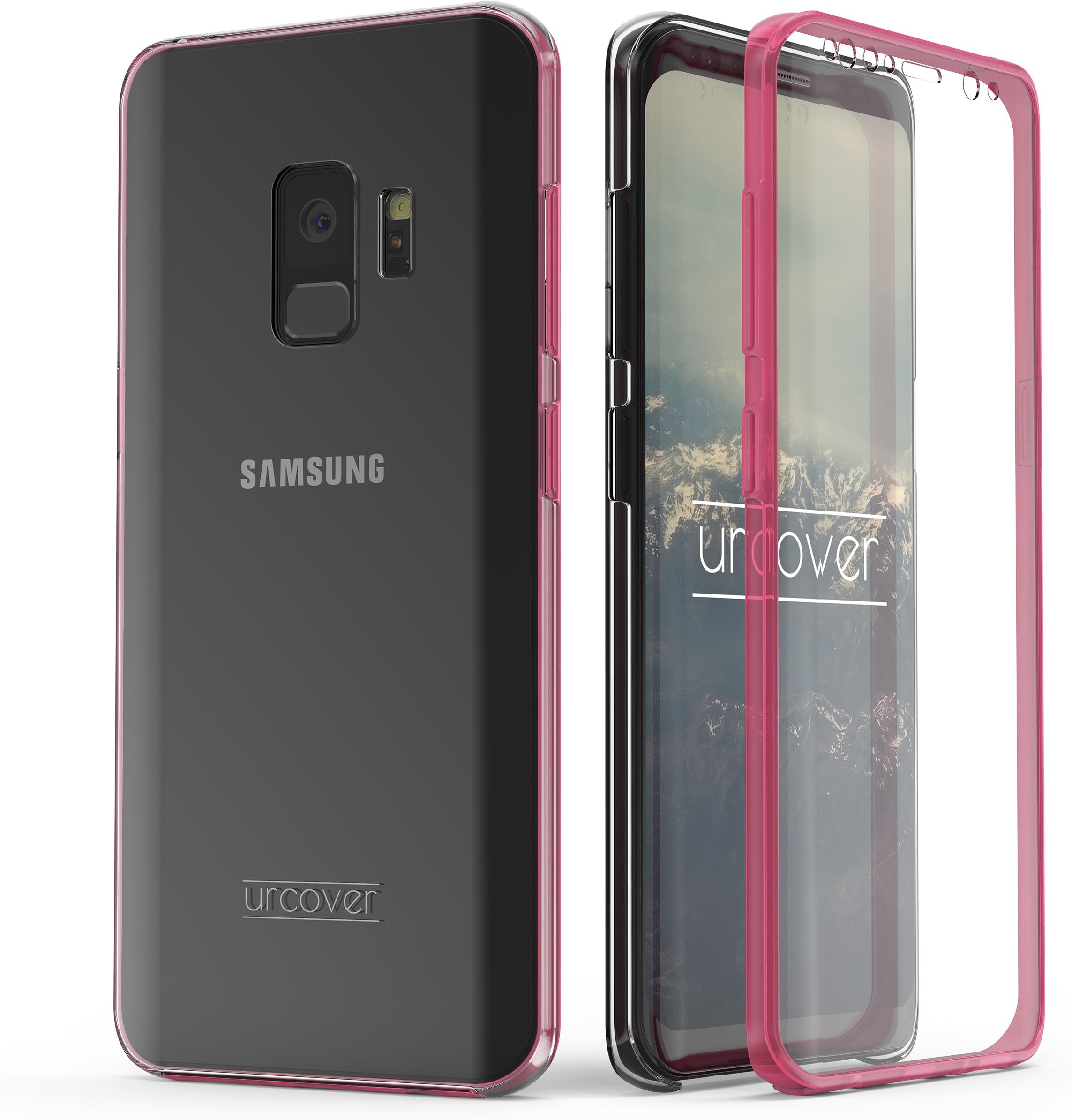 Urcover Galaxy S9 Cover, Touch Case 360 degree full-body slim front and back protection Samsung Galaxy S9, supports Qi charging, transparent - Pink
