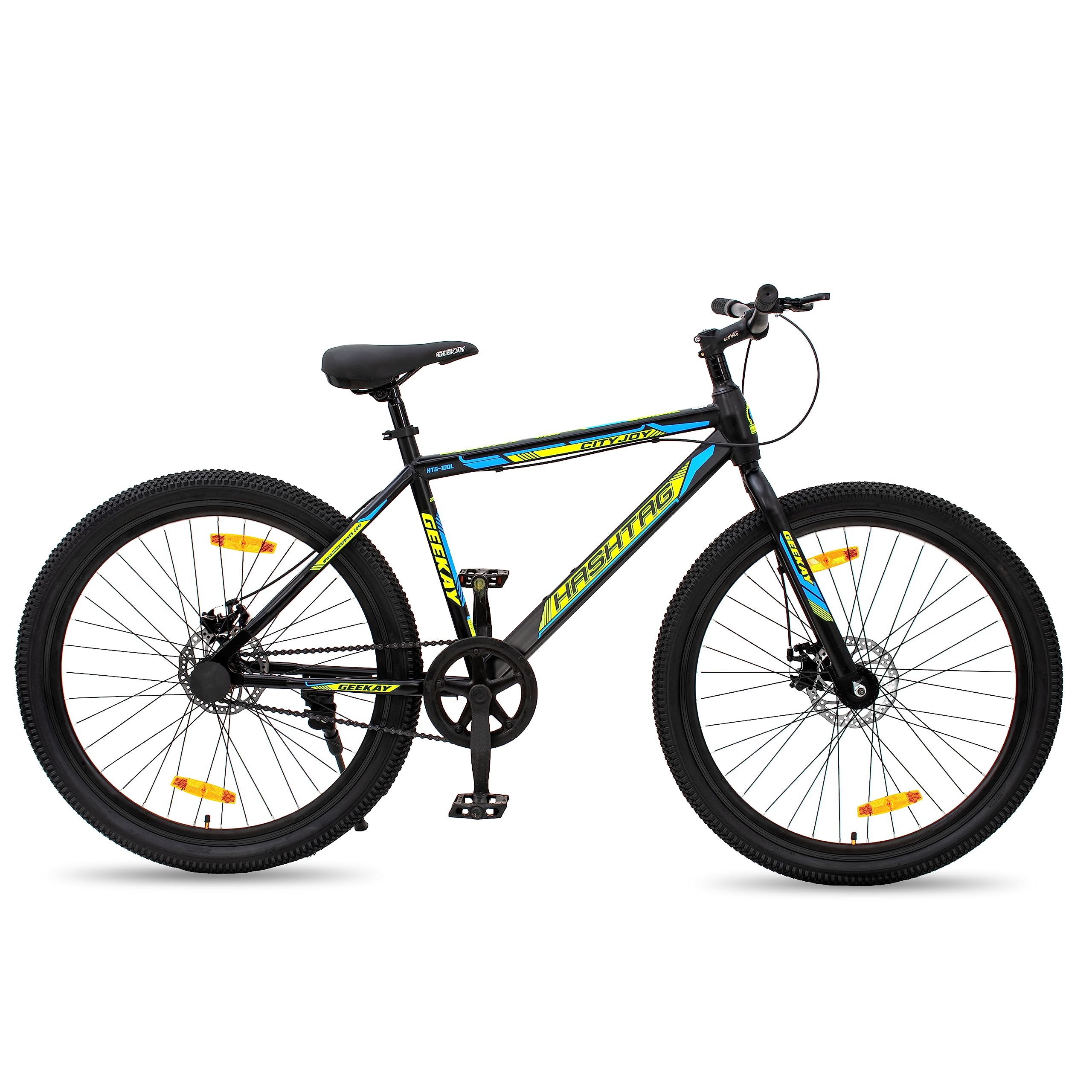 Geekay Hashtag 27.5T Single Speed Cycle with Dual disc Brakes- Black Green
