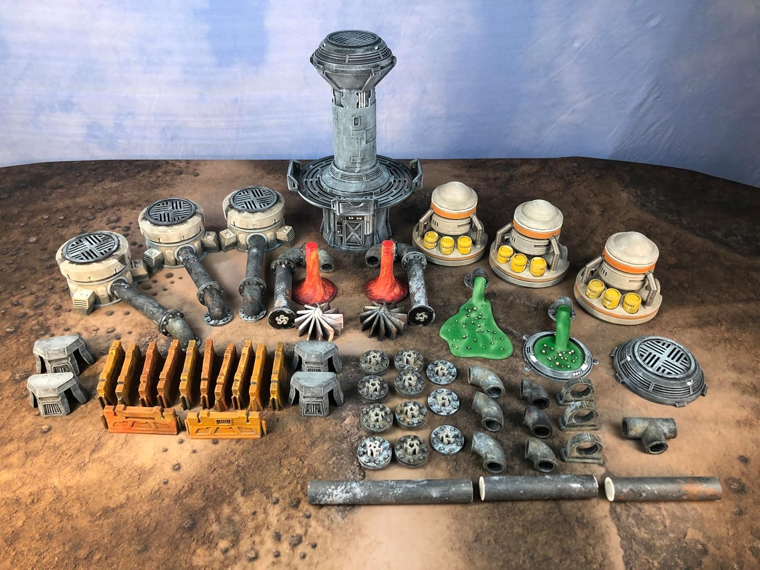 Legion Terrain - Imperial Refinery 3'x3' Table - Miniature Tabletop Wargaming Terrain (Painted)