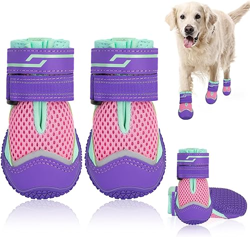 Miniatura 1 de SlowTon - Zapatos para perros grandes, pequeños y medianos, botas transpirables para pavimento caliente en verano, para caminar al aire libre, en