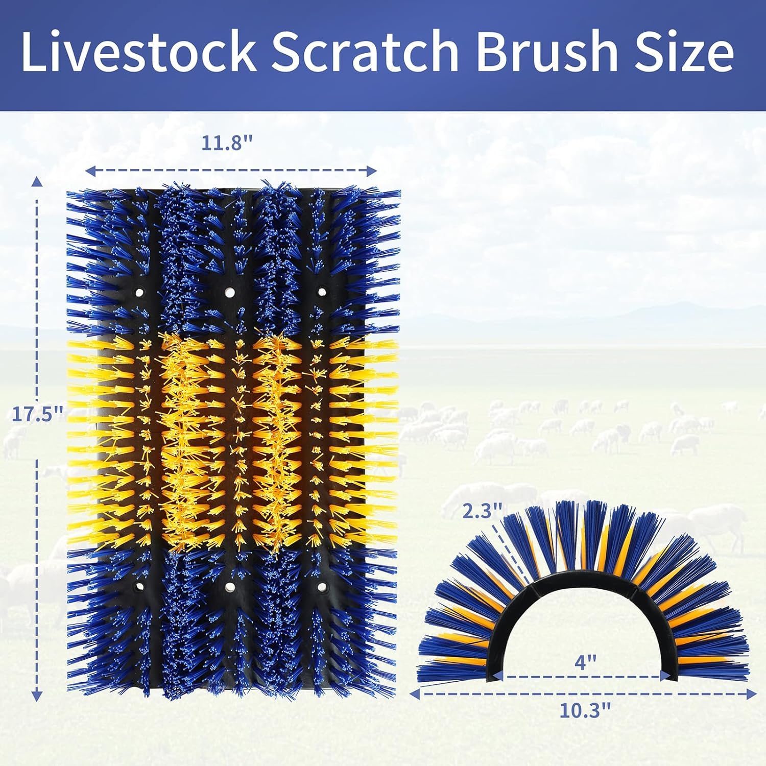 Cepillo rascador universal para caballos con 12 tornillos, cepillo semicircular para animales de granja, cepillo de masaje para ovejas, caballos, vaca y cerdos (17,5 x 11,8 pulgadas, pieza, 2)
