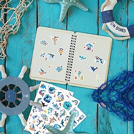 Cool Shark Stickers 755 Count Ocean Sea Animal Tropical Fish Shark Adhesive Decal Stickers for Boys Girls Birthday Invitations Under The Sea Party Goodie Gifts Bags Sticker Decor Class Rewards