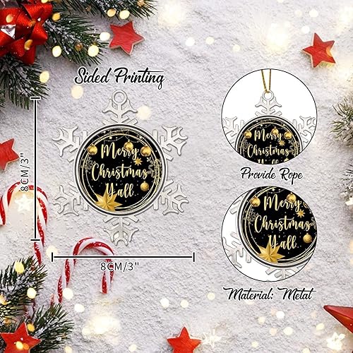 Miniatura 2 de New Year Seasonal Tree Decoration Ornaments Merry Christmas Y'all Holiday Present Metal Snowflake Xmas Tree Ornament Gold Snowflake Ball Wreath Xmas