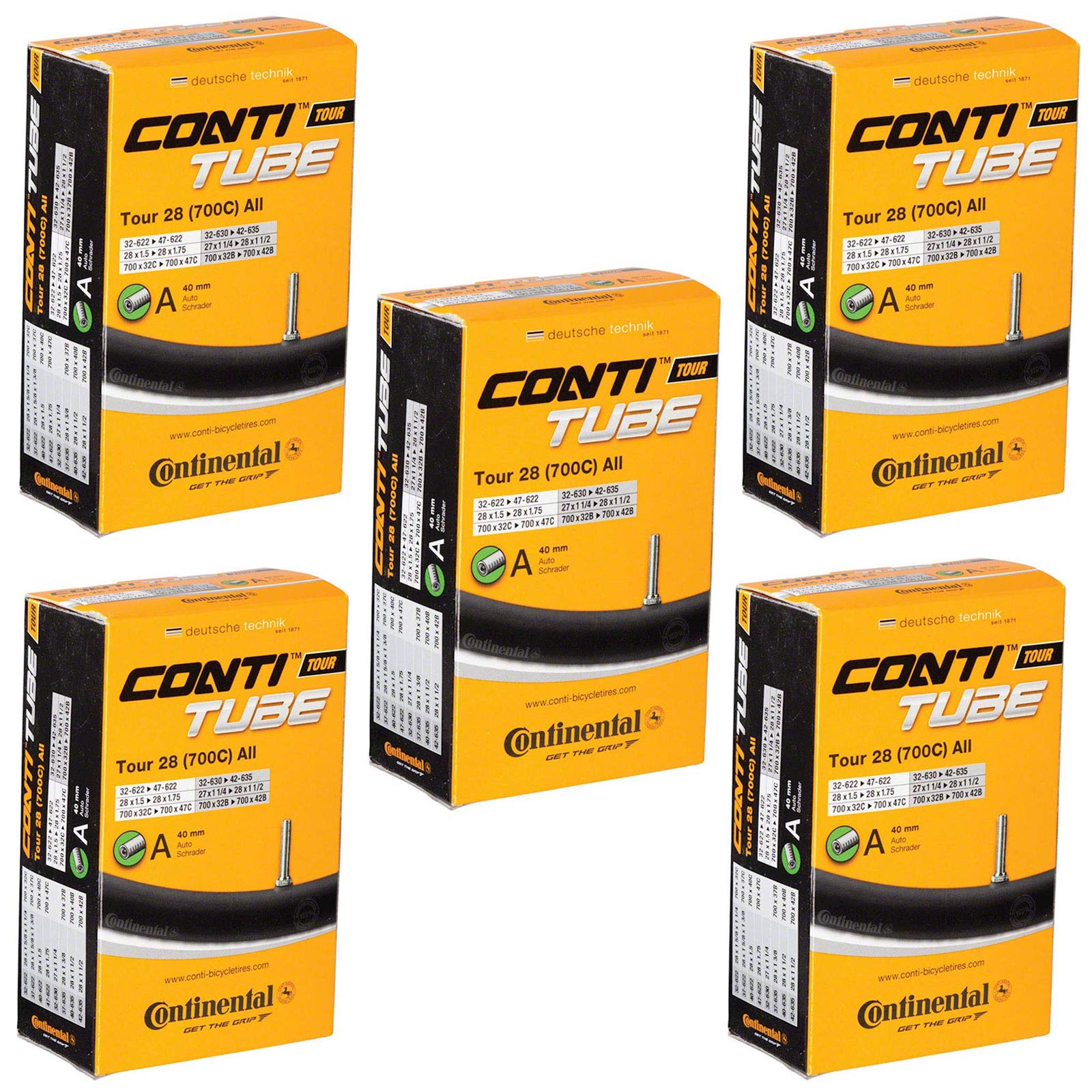 Continental Tour 28 700 x 32-47c Bike Inner Tubes - Schrader 40mm Valve (Pack of 5)