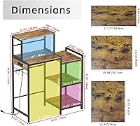 Vista 3 de Mini gabinete de nevera con estantes de almacenamiento, soporte para microondas con 2 salidas AC/2 USB, gabinete de barra de café con espacio