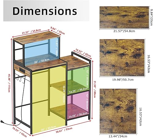 Miniatura 3 de Mini refrigerador multifuncional de 6 niveles y soporte para microondas con 2 salidas AC2 USB, estante de almacenamiento para barra de café y