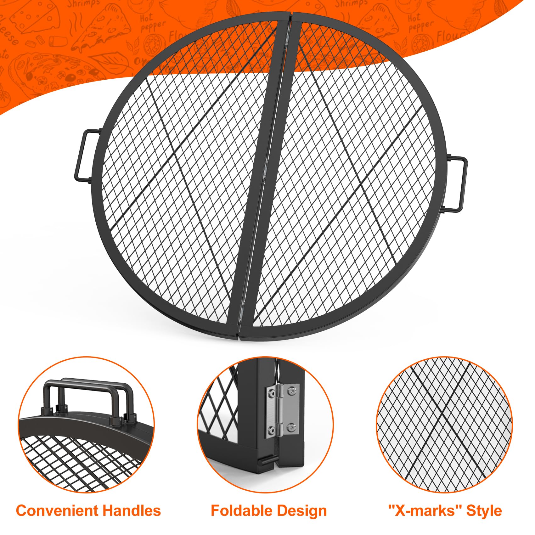 onlyfire Foldable Fire Pit Grate - 36" -3
