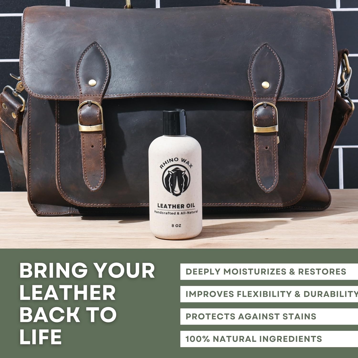 Leather Oil 8 oz - Effectively Moisturizes and Revitalizes Leathers Fibers - Prevents Cracking and Stiffness - Use on Boots, Shoes and Accessories - Natural Ingredients - Made in The USA - Image 3