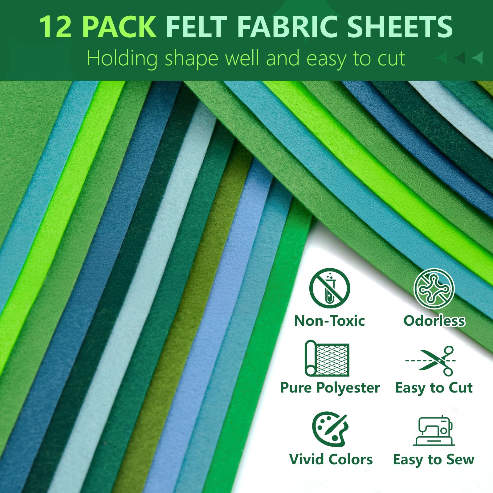 Paquete de hojas grandes de fieltro rígido, hojas de tela de fieltro para manualidades, 12 rollos de 8 x 35 pulgadas, color arcoíris suave, paquete de fieltro de 12 colores surtidos para niños
