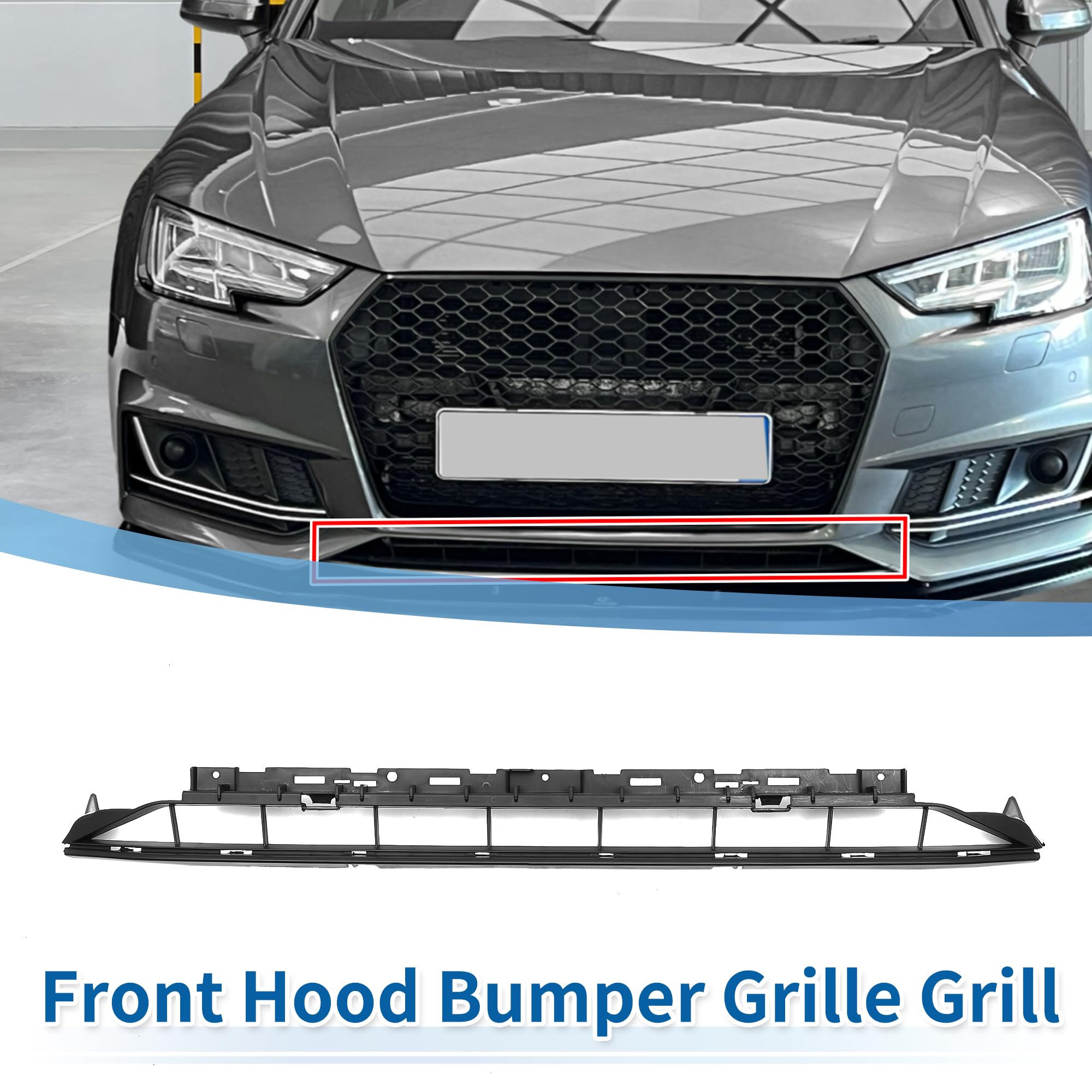 QUARKZMAN Przedni dolny zderzak Grill Kratki No.8W0807683A Dla Audi A4 B9 2016-2018 Sportowy Styl Czarny