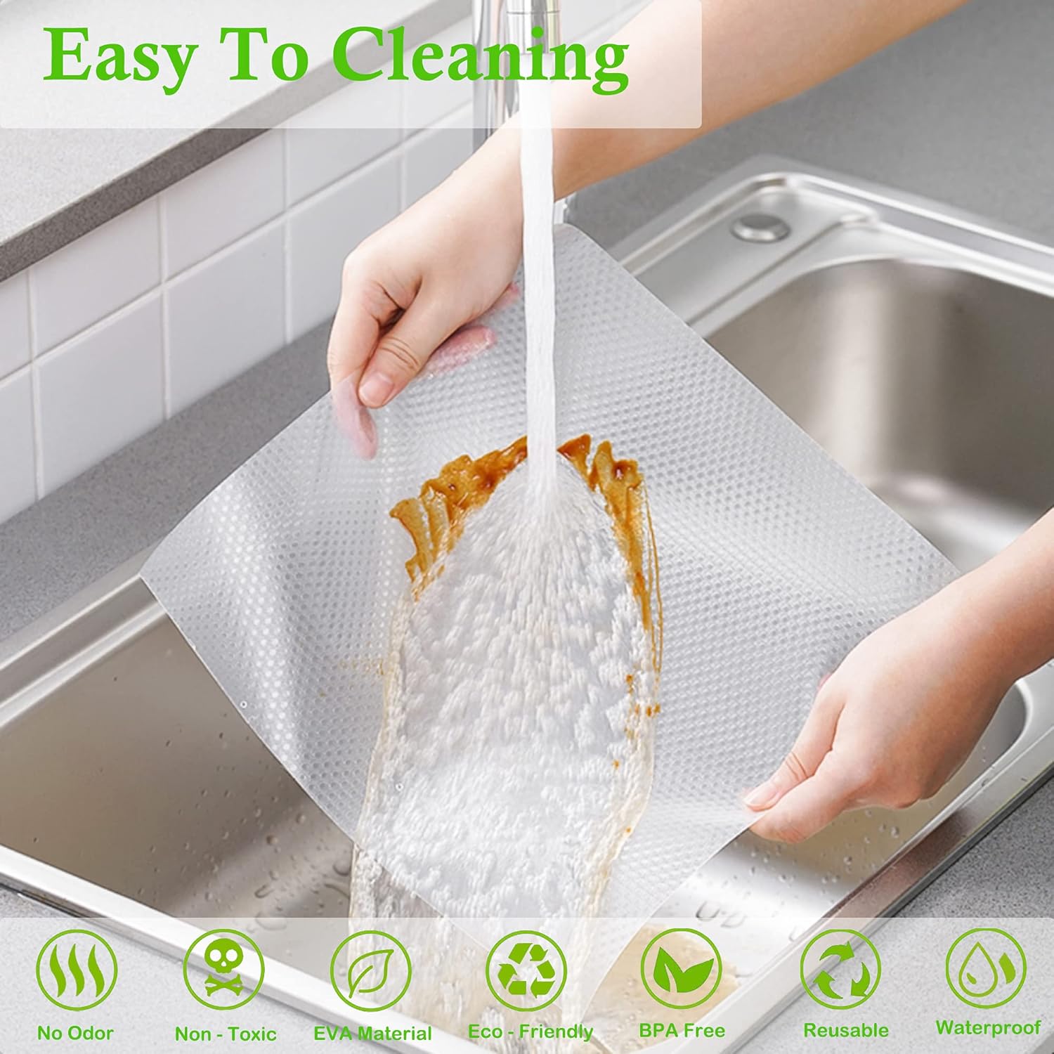 Cabinet Liners Non Adhesive Clear Kitchen Drawer Shelf Liner, 24 in x 20 FT Non Slip Waterproof Fridge Mat for Refrigerator, Dresser, Wire Shelf, Toolbox, Cupboard, Pantry, Storage and Desk