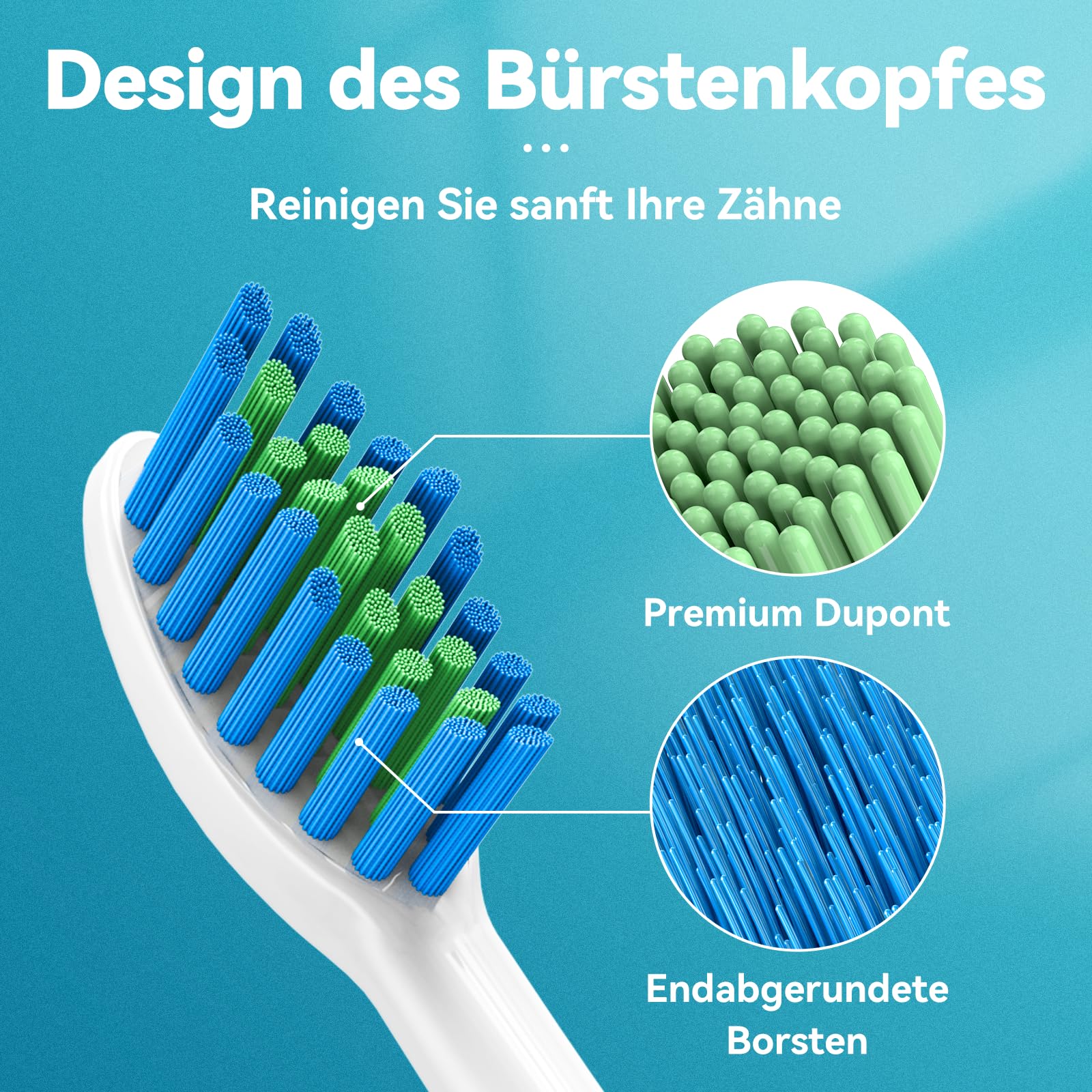 Lächen Sonic elektrische Zahnbürste Schallzahnbürste - RM-T8B， mit 4 Aufsteckbürsten und Timer, 3 Modi & 3 Vibrationsstärken mit Reisetasche A-weiß
