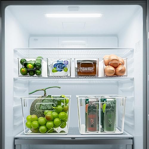 Miniatura 5 de Juego de 10 contenedores de almacenamiento de plástico transparente, 4 recipientes grandes y 6 pequeños apilables para organización de despensa,