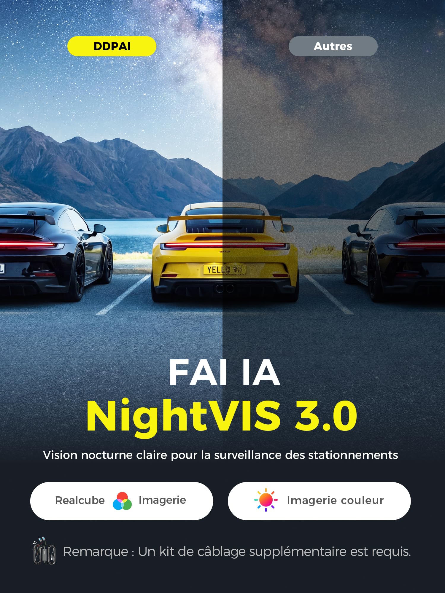 DDPAI N2 Dual kamera samochodowa z przodu, z tyłu, 2,5 K + 1080p UHD, 1,9" LCD, AI ISP noktowizor, WDR, ADAS, WiFi Dash Cam, tryb parkowania 24 godziny, obsługuje pamięć do 256 GB, nagrywanie w