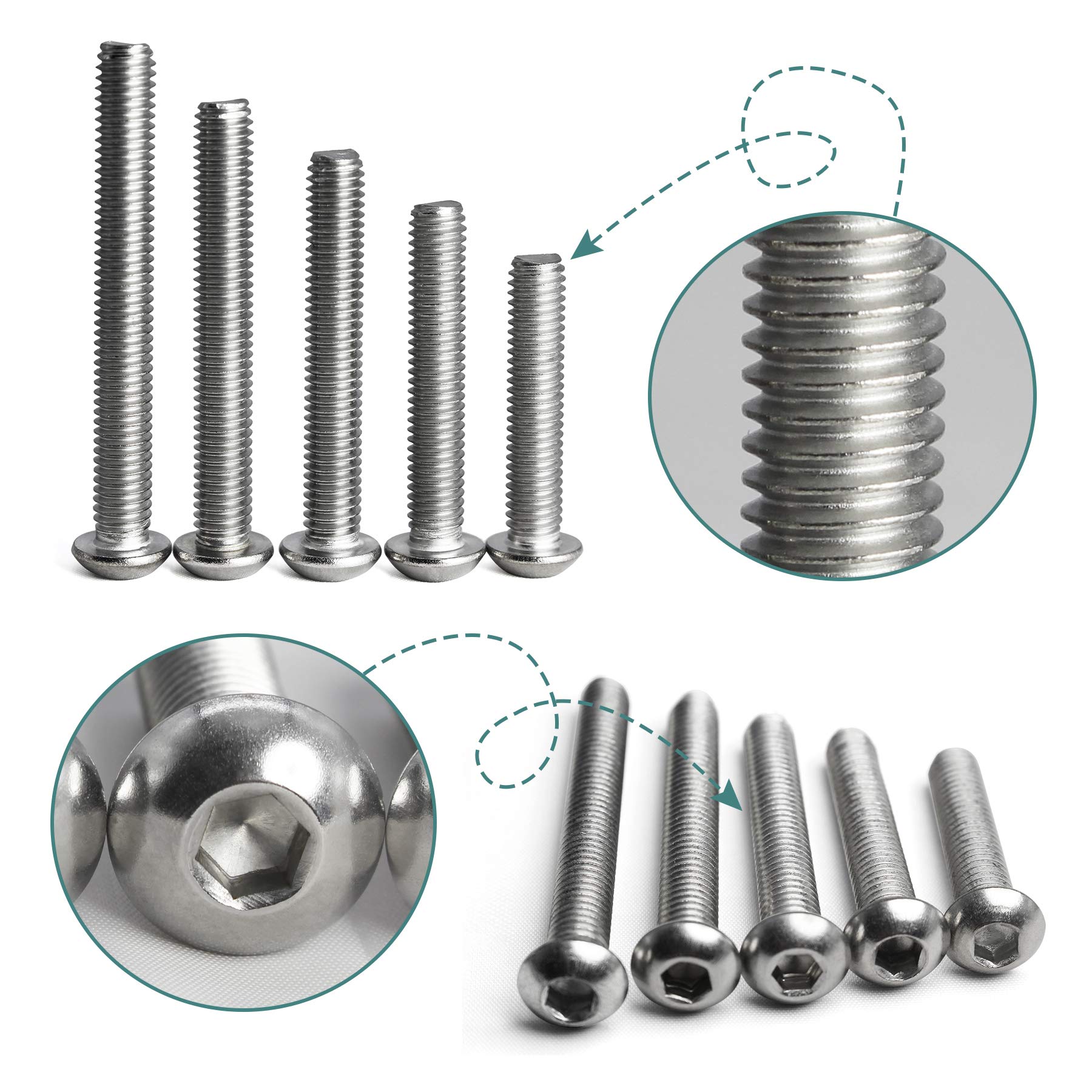50 PCS M6 Socket Head Cap Screw Assortment Set - Stainless Steel 304, 20mm To 40mm Lengths - View #9