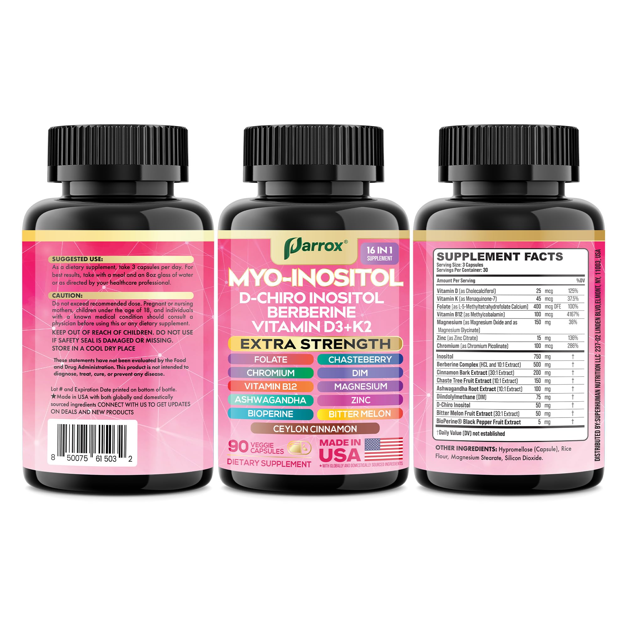 Myo-Inositol Supplement, 15-in-1 D-Chiro & Folate, 90 Vegan Capsules — Amazon image 8