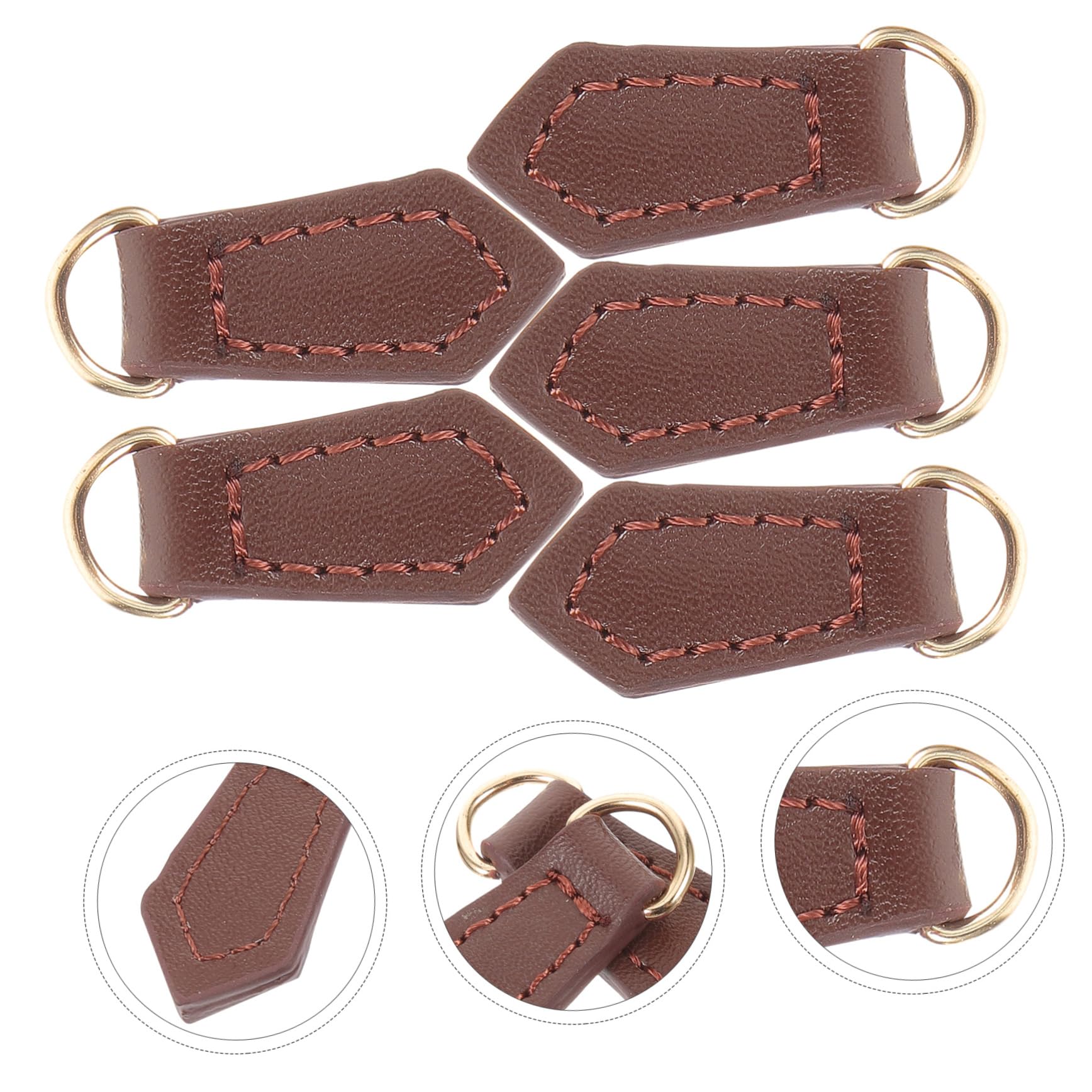 Angoily 5pcs Zipper Pull Pendant for DIY Clothing Backpacks Bags Purses Metal Leather Material