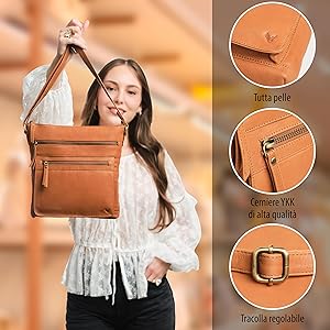 Borsa Messenger In Pelle Borsetta A Tracolla Donna Borsetta - Foto 4