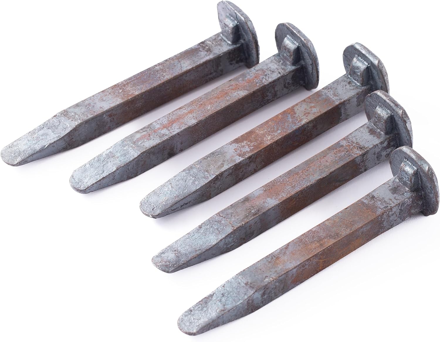 Railroad Spikes, 5.5 in Carbon Steel Forging Stock, 5 Pack