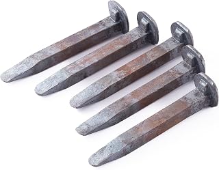 5 Pack 5.5-Inch Railroad Spikes – Carbon Steel Forging Stock for DIY Metal Projects, Blacksmithing Practice, Rustic Decor, and Industrial Craft Material