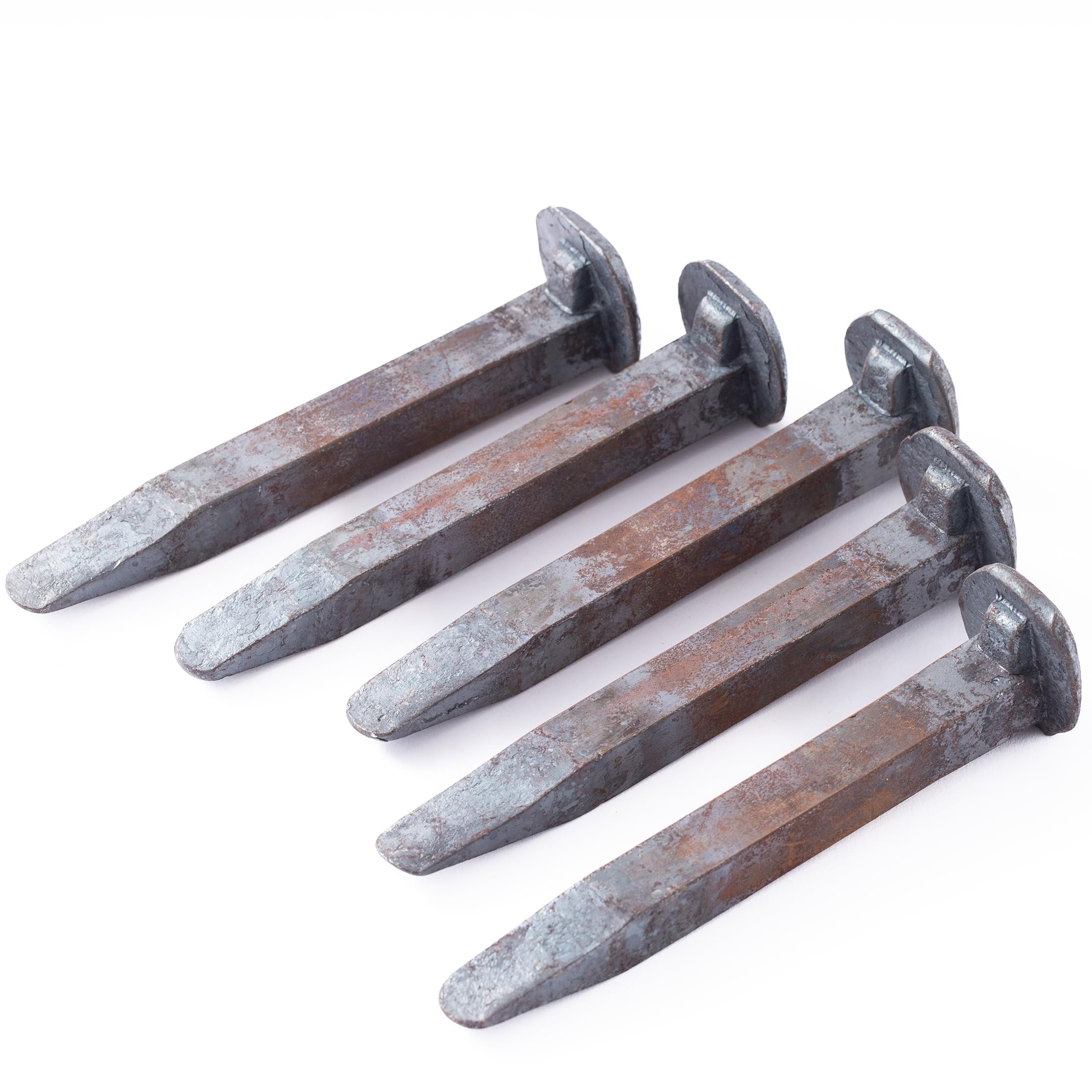 5 Pack 5.5-Inch Railroad Spikes – Carbon Steel Forging Stock for DIY Metal Projects, Blacksmithing Practice, Rustic Decor, and Industrial Craft Material