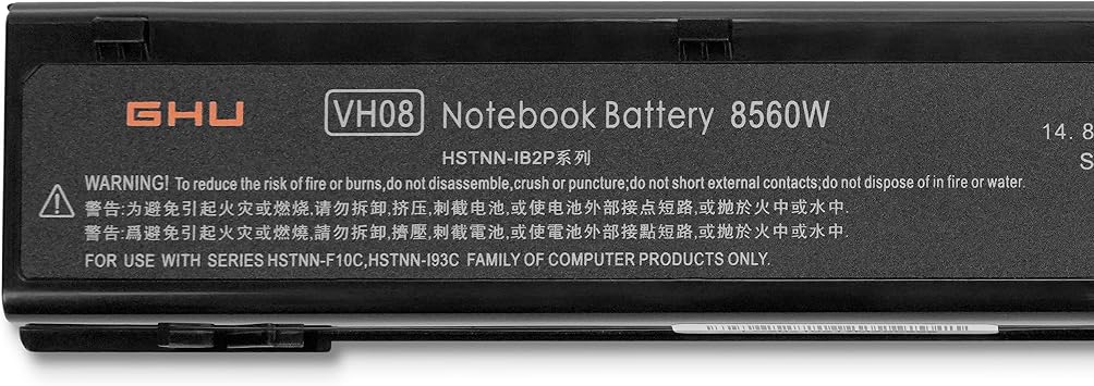 GHU New VH08 Notebook Battery Compatible with HP Elitebook 8560W 8570W 8760W 8770W Mobile Workstation 632427-001 632425-001 632113-141 632114-421 HSTNN-F10C HSTNN-I93C- 14.8V