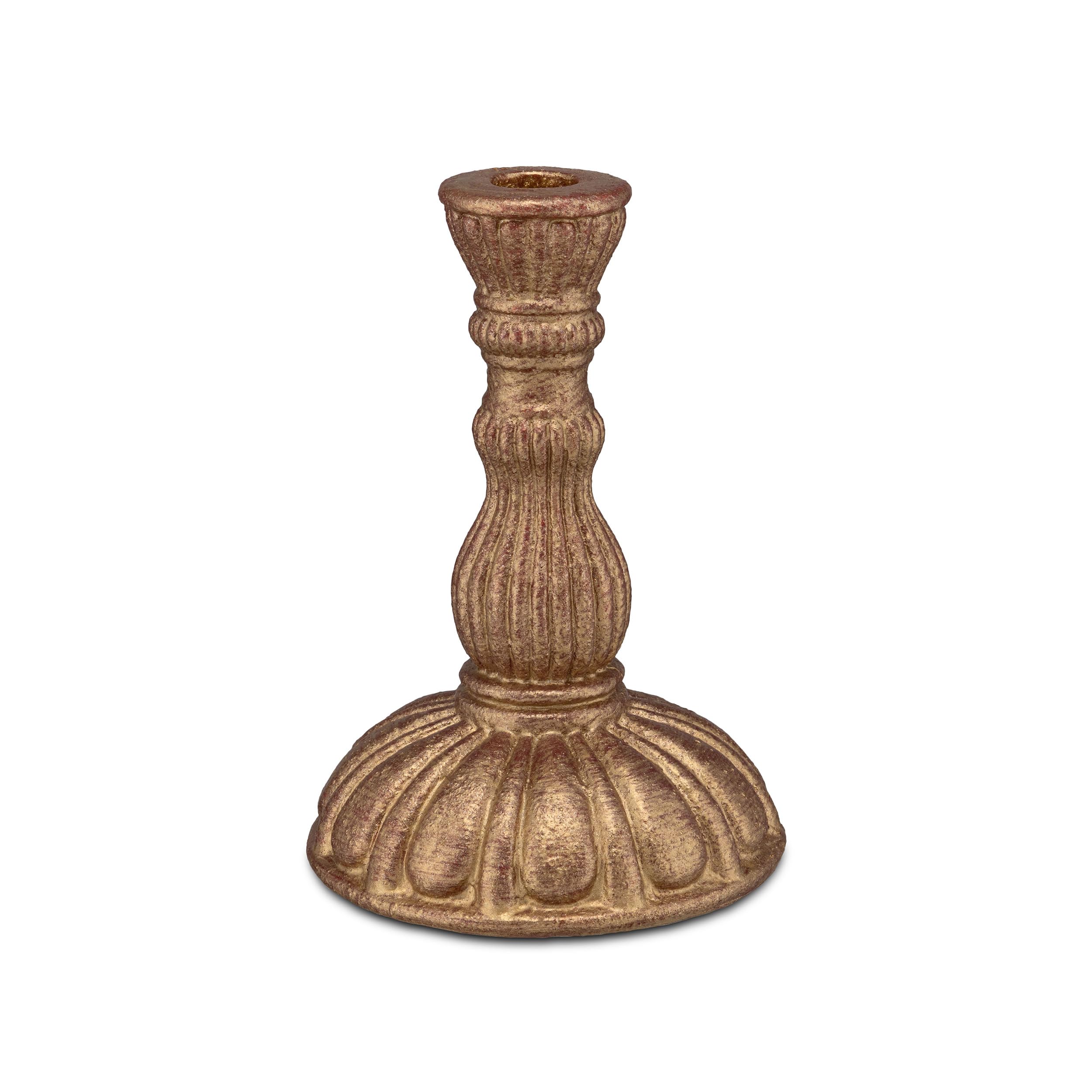RITUALI Domestici - FACCIOLUCE Candle Holder Red Gold L, 12.5x12.5x18 h cm, Cement Resin Collection