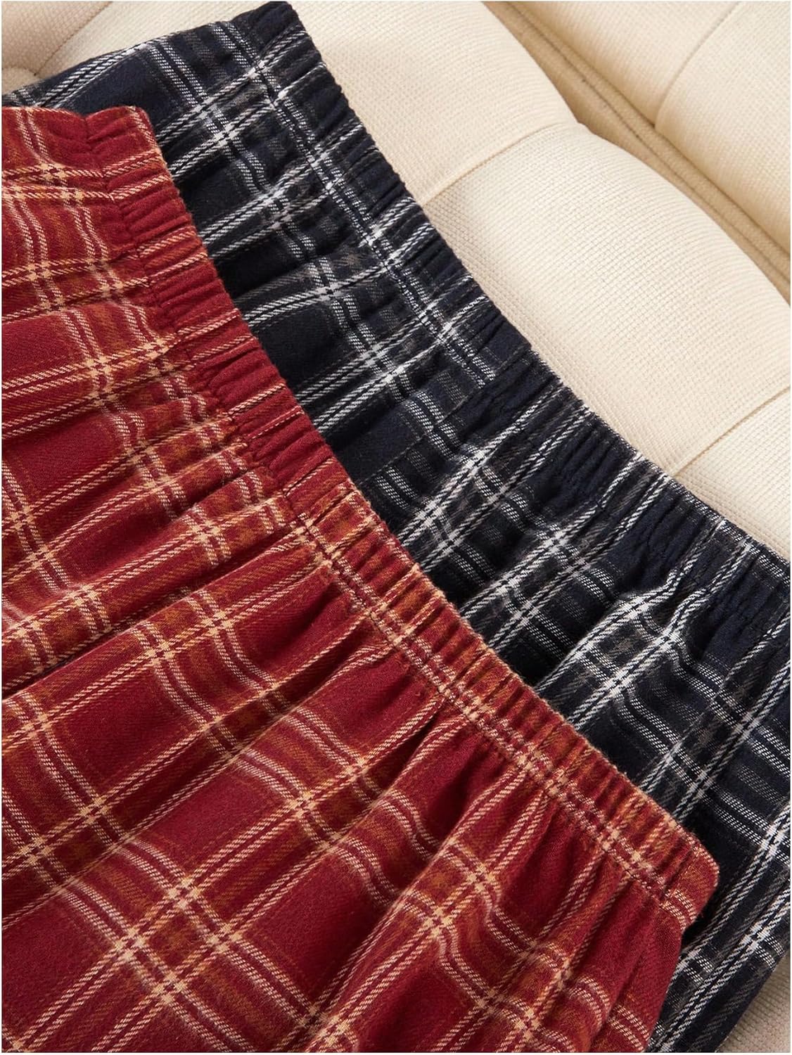 SHENHE Women's 2 Pack Plaid Lounge Pants Elastic Waist Low Rise Pajama Bottoms Pj Pants - Image 4