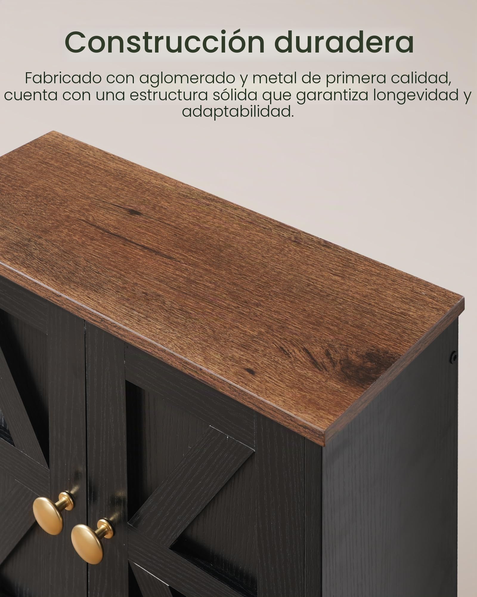 CHOEZON Mueble de Baño Colgante de 2 Puertas, Armario de Pared con Compartimento Abierto y Toallero, Botiquín, Estilo Granero, para Dormitorio, Sala de Estar, Cocina, Negro y Nogal Marrón